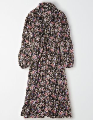 AE Studio Button Front Kimono Maxi Dress