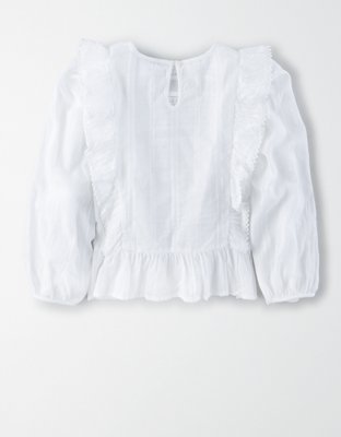 Женские блузки American Eagle AE Studio Long Sleeve Pintuck Blouse — фото 2