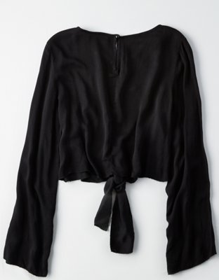 Женские топы American Eagle Don't Ask Why Satin Bell Sleeve Top — фото 4