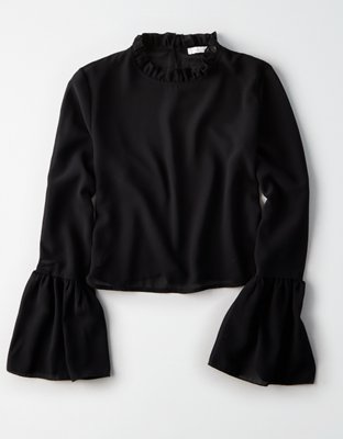 Женские рубашки American Eagle Don't Ask Why High Neck Bell Sleeve Shirt — фото 3