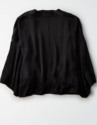 Don't Ask Why Cropped Satin Kimono