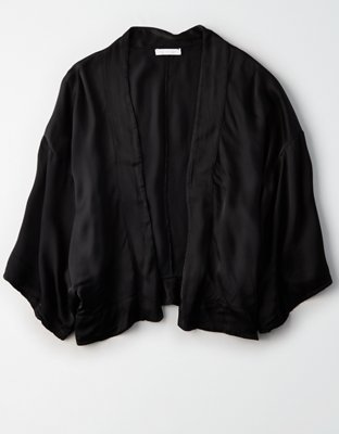 Don't Ask Why Cropped Satin Kimono