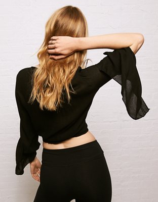 Женские рубашки American Eagle Don't Ask Why Wrap Front Surplice Shirt — фото 2