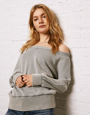 off the shoulder fleece sweatshirt