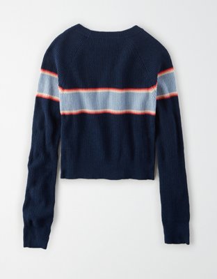AE Studio Striped Cropped Sweater