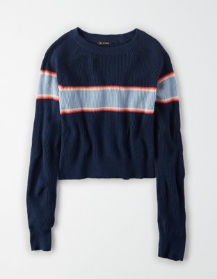AE Studio Striped Cropped Sweater