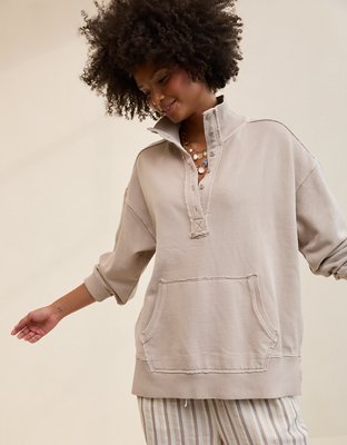 Aerie Vintage Popover Polo Sweatshirt | Aerie