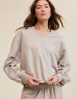Aerie Jet Setter V Neck Sweatshirt