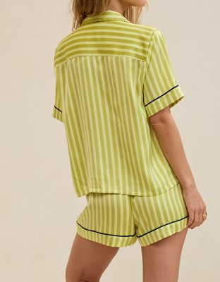 Aerie Liquid Satin PJ Short Sleeve Top & Boxer Gift Set