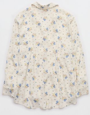 Женский топ Aerie x Emily + Meritt Satin Floral Print, цвет: Морская соль — фото 4