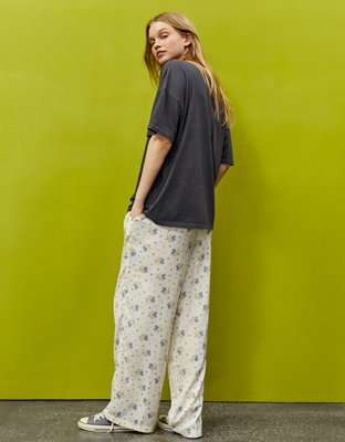 Aerie x Emily + Meritt Satin Floral Print Pant