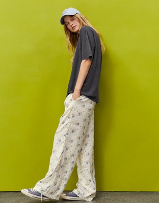Aerie x Emily + Meritt Satin Floral Print Pant