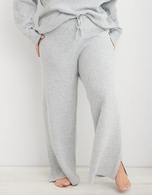 Aerie waffle jogging bottoms in charcoal grey