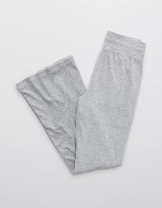 Aerie Kick-It Flare Velour High Waisted Pant