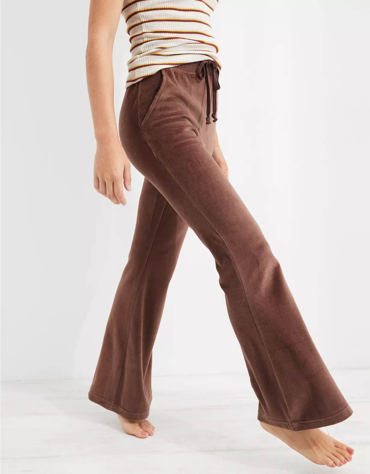 Aerie Kick-It Flare Velour High Waisted Pant