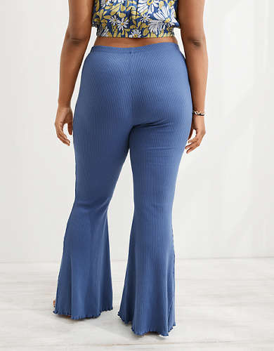 Aerie Kick-It Ribbed High Waisted Super Flare Pant