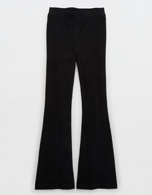 NWT Aerie Groove-On Rib Velour Flare Pant Nomad Olive Size Small