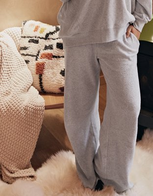 M-L Aerie Ribbed Hooded Sweatshirt & Joggers Lounge Set