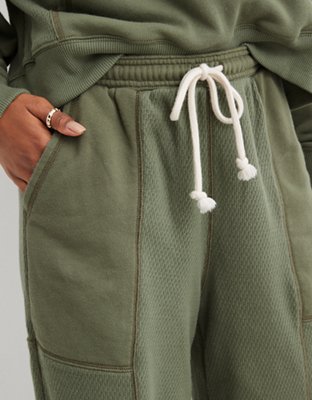 TEXTURED JOGGER WAIST PANTS - Oyster-white