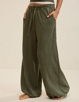 Женские брюки Aerie Unwind Waffle Jogger, цвет: Оливковый — фото 1