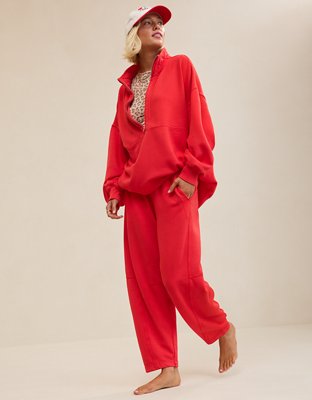 Женские брюки Aerie Oh Zip! Barrel, цвет: Яркий красный — фото 4