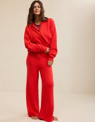 Женская мягкая игрушка Aerie Sunday Soft® Plush Wide Leg Pant, цвет: Яркий красный — фото 4