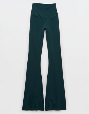 aerie, Pants & Jumpsuits, Aerie High Waisted Green Crossover Flare  Leggings Size Xs