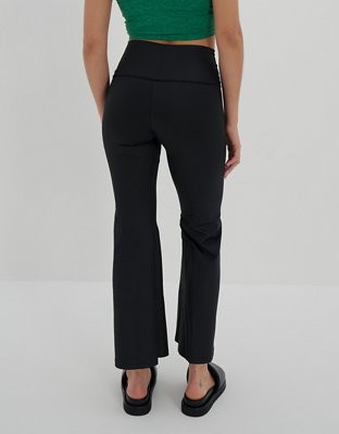 OFFLINE By Aerie The Hugger Coated Crop Slit Flare Legging