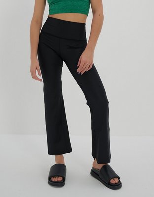 OFFLINE By Aerie The Hugger Coated Crop Slit Flare Legging