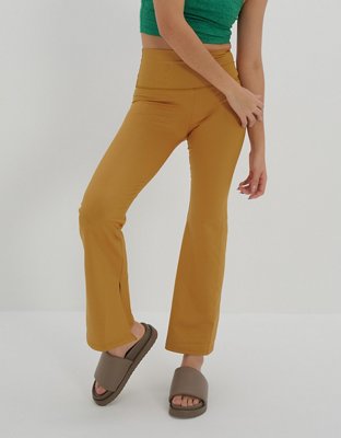 OFFLINE By Aerie The Hugger Coated Crop Slit Flare Legging