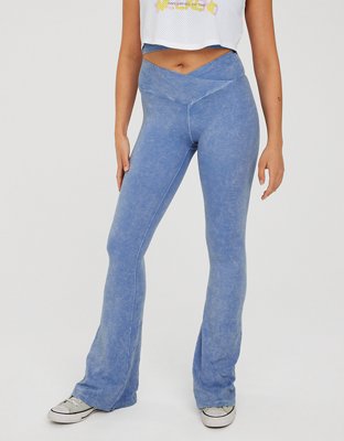 Aerie Real Me Double Crossover Flare Legging, Women's Fashion