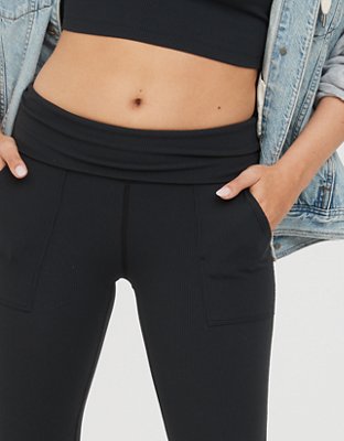 OFFLINE By Aerie Ribbed Pocket Foldover Flare Legging