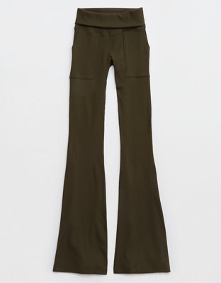 OFFLINE By Aerie Ribbed Pocket Foldover Flare Legging