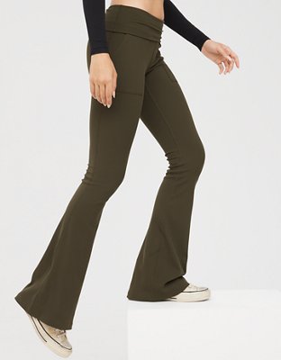 Buy Rib Low-Rise Foldover Flare Legging online