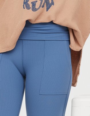 OFFLINE By Aerie Ribbed Pocket Foldover Flare Legging