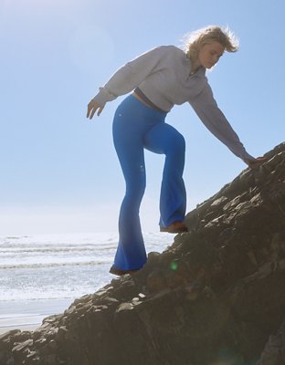 OFFLINE By Aerie Real Me Waffle High Waisted Ruched Flare Legging