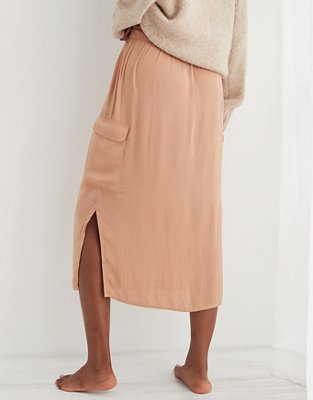 khaki slip skirt