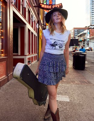 Aerie Ruffle Mini Skirt