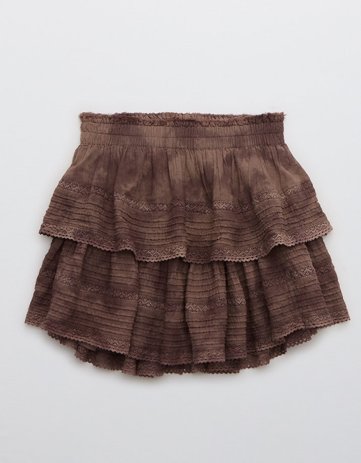 Aerie Rock 'n' Ruffle Tie Dye Mini Skirt