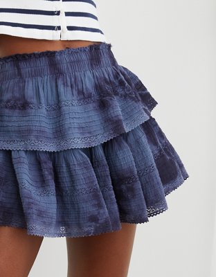 Aerie Rock N Ruffle Tie Dye Mini Skirt 4795