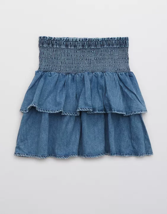 Aerie Frills 'N' Thrills Denim Mini Skirt