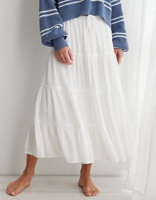 White Tiered Maxi Skirts – Gabi Swimwear