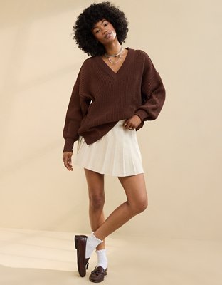 Mini skirt with sweater deals