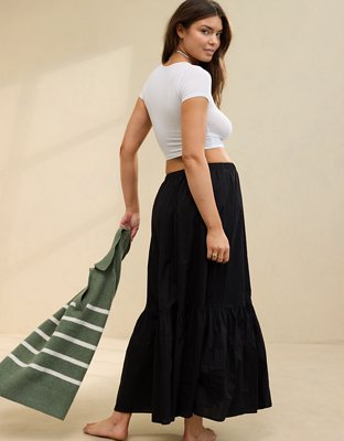 Aerie Poplin Tiered Maxi Skirt