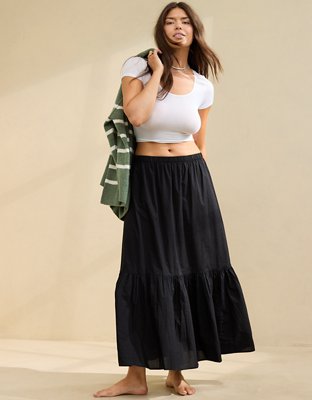 Aerie Poplin Tiered Maxi Skirt