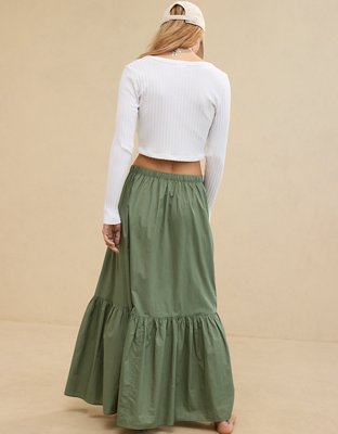 Женские юбки Aerie Poplin Tiered Maxi Skirt — фото 2
