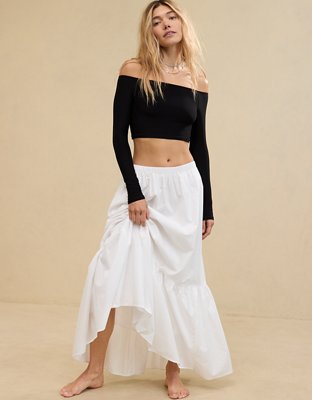 Aerie Poplin Tiered Maxi Skirt