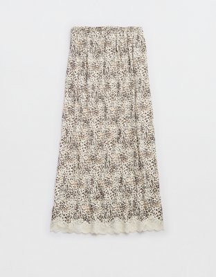 Aerie Satin Midi Skirt