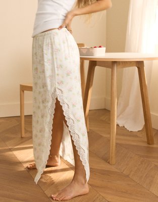 Aerie Satin Midi Skirt