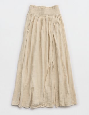 Aerie Faux Wrap Cover Up Maxi Skirt Womens Soft Oat XS 15$